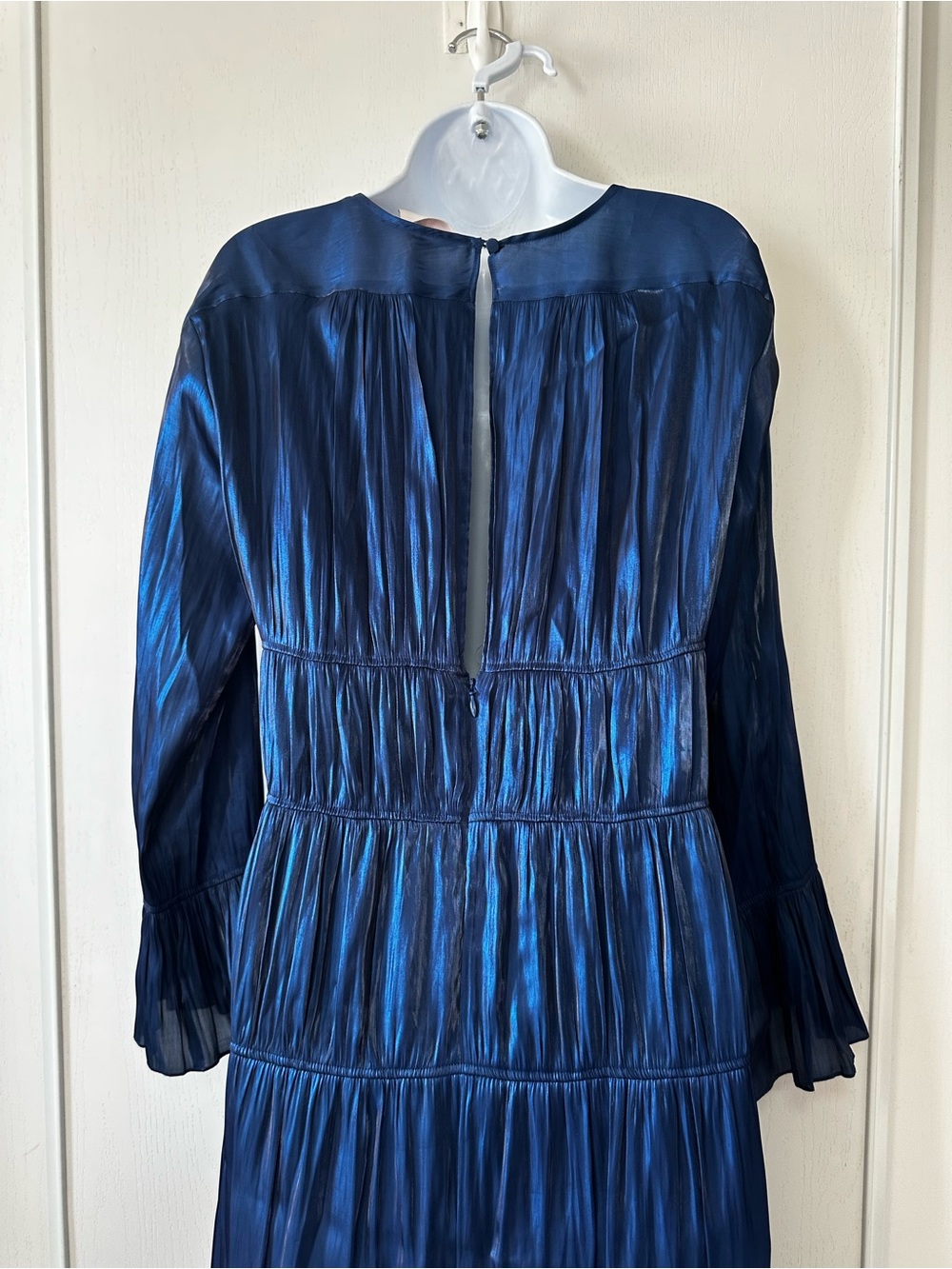 CINQ a SEPT Blue Romantic Nina Hi Lo Midi Tiered Ruched Eclipse Dress- Size 6 - Picture 9 of 12